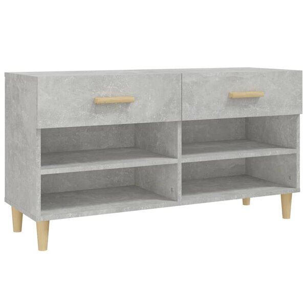 vidaXL Armoire à chaussures Gris béton 102x35x55 cm Bois d'ingénierie
