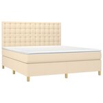 vidaXL Sommier à lattes de lit et matelas et LED Crème 160x200cm Tissu