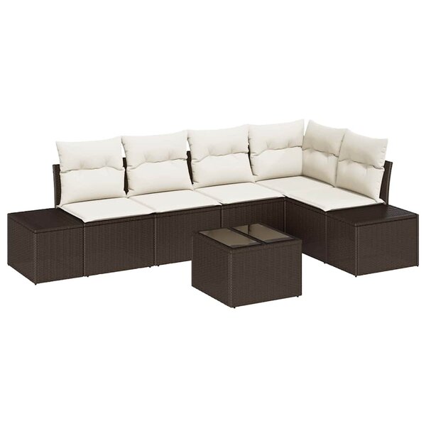 vidaXL Ensemble de canapé de jardin avec coussin 6 Pièces Marron et Crème