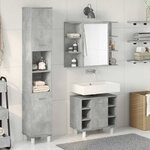 vidaXL Ensemble de meubles de salle de bain 3 Pièces gris béton