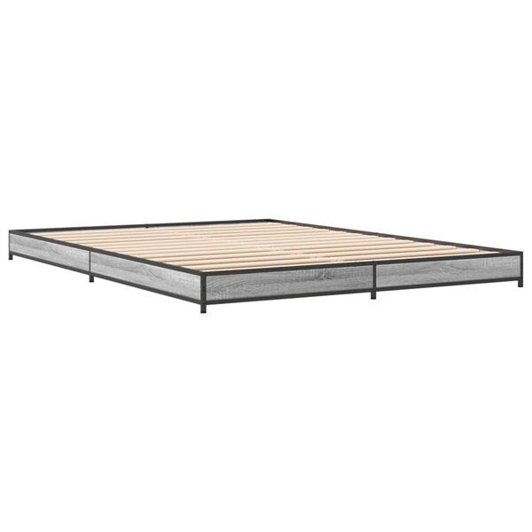 vidaXL Cadre de lit sonoma gris 140x190 cm bois d'ingénierie et métal