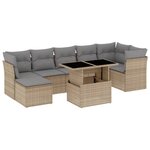 vidaXL Salon de jardin avec coussins 8 Pièces beige résine tressée