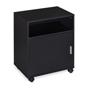 Caisson de bureau mobile avec 3 compartiments dimensions 40 x 45 x 50 cm rangement pratique en mélamine noir 13_0009882
