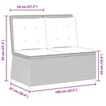 vidaXL Banc inclinable de jardin avec coussins noir résine tressée