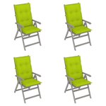vidaXL Chaises inclinables de jardin 4 Pièces avec coussins Bois d'acacia