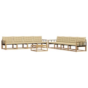 vidaXL Ensemble de canapés d'extérieur 9 Pièces Blanc et Beige