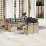 vidaXL Salon de jardin avec coussins 12 Pièces beige résine tressée