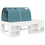 vidaXL Cadre de lit avec tunnel avec étagère 3 Pièces Blanc et bleu clair