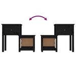 vidaXL Table de chevet Noir 79 5x38x65 5 cm Bois de pin massif