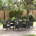 vidaXL Ensemble de salle à manger pour jardin 7 Pièces Noir Poly rotin
