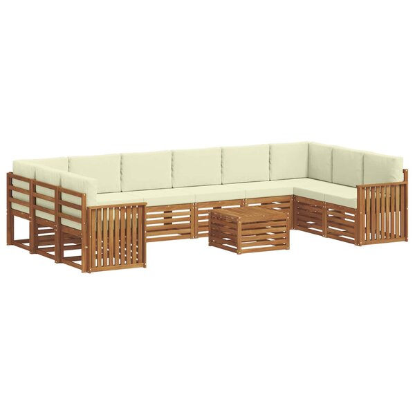 vidaXL Ensemble de canapés d'extérieur 11 Pièces Naturel et Crème