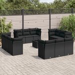 vidaXL Salon de jardin avec coussins 13 Pièces noir résine tressée