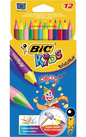 Etui de 12 crayons de couleur KIDS EVOLUTION CIRCUS 12 Couleurs BIC
