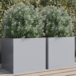 vidaXL Jardinières 2 Pièces argenté 42x40x39 cm acier galvanisé