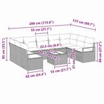vidaXL Ensemble de Canapé de Jardin 9 Pièces avec Coussins Rattan Poly Brun
