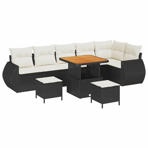 vidaXL Ensemble de canapé de jardin 9 Pièces Noir polyrotin