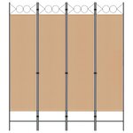 vidaXL Paravent 4 panneaux Beige 160 x 180 cm Tissu