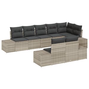 vidaXL Ensemble de canapé de jardin 8 pièces avec coussins gris clair en poly rotin