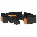 vidaXL Ensemble de canapé de jardin avec coussin 13 Pièces Noir