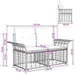 vidaXL Loveseat d'extérieur 2 Pièces Noir et Gris foncé polyrotin