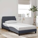 vidaXL Cadre de lit Dover gris foncé 100x190 cm velours