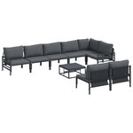 vidaXL Ensemble de canapé de jardin avec coussin 9 Pièces Noir Acier