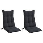 vidaXL Coussins de chaise à dossier haut lot de 2 noir tissu oxford