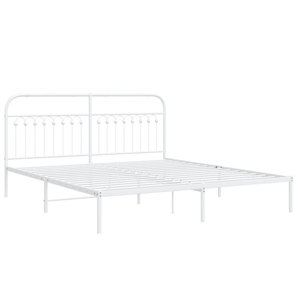 vidaXL Cadre de lit métal avec tête de lit blanc 183x203 cm