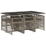 vidaXL Ensemble à manger de jardin et coussins 7 Pièces gris rotin