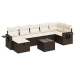 vidaXL Salon de jardin 8 Pièces avec coussins marron résine tressée