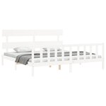 vidaXL Cadre de lit avec tête de lit blanc 200x200 cm bois massif