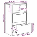 vidaXL Table de chevet Gris Sonoma 40 x 30 x 467 cm Bois d'ingénierie