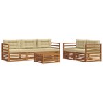 vidaXL Ensemble de canapés d'extérieur 6 pc Naturel et Beige