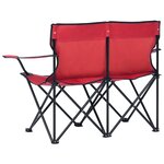 vidaXL Chaise de camping pliable à 2 places Acier et tissu Rouge