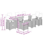 vidaXL Ensemble de bistro de jardin 9 Pièces coussins gris poly rotin