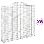 vidaXL Paniers à gabions arqués 6 Pièces 200x30x180/200 cm Fer galvanisé