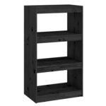 vidaXL Bibliothèque/Séparateur de pièce Noir 60x30x103 5 cm Pin solide