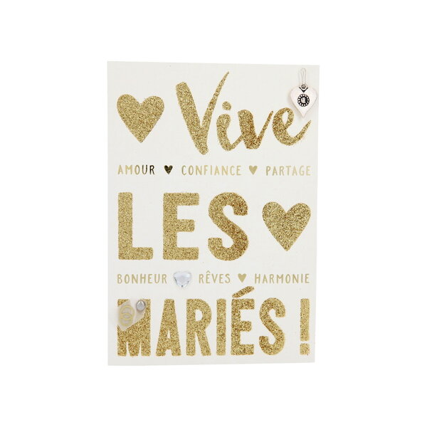 Carte de voeux paillettes - mariage - vive les mariés !