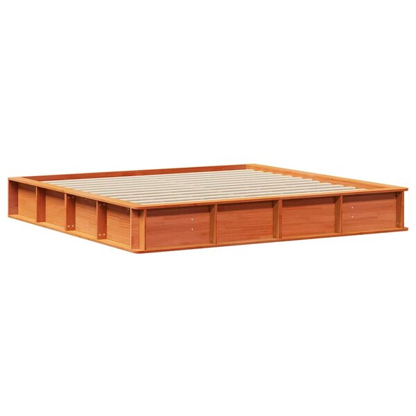 vidaXL Cadre de lit Marron cire 218 x 210 x 30 cm Pin massif