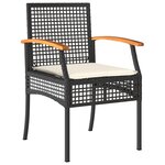 vidaXL Ensemble de salle à manger de jardin 5 pièces avec coussins Noir Poly Rattan