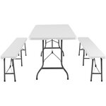 Tectake ensemble de table de camping pliable - blanc