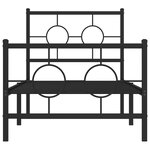vidaXL Cadre de lit métal avec tête de lit/pied de lit noir 75x190 cm