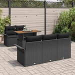 vidaXL Ensemble de canapé de jardin 6 Pièces Noir Poly rotin