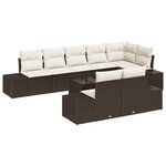 vidaXL Ensemble de canapé de jardin 9 Pièces Marron et Crème Poly rotin