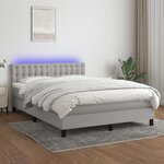 vidaXL Sommier à lattes de lit et matelas et LED Gris clair 140x190 cm