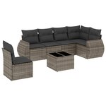 vidaXL Salon de jardin avec coussins 7 Pièces gris résine tressée
