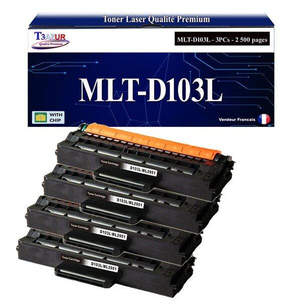 T3AZUR - 4x Toners compatibles avec Samsung MLTD103L D103L pour Samsung SCX4705ND SCX4726FN SCX4727FD SCX4728FD SCX4728FW SCX4729FD SCX4729FW SCX4729FWX