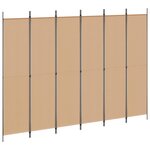 vidaXL Paravent à 6 panneaux Beige 300 x 220 cm Tissu