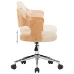 vidaXL Chaise pivotante de bureau Crème Bois courbé et similicuir