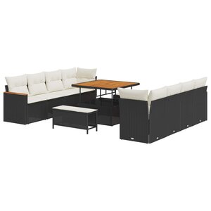 vidaXL Ensemble de canapé de jardin 11 Pièces Noir polyrotin